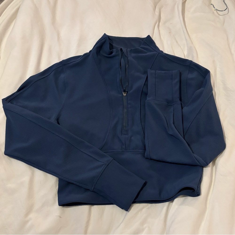 quarter zip workout jacket, cropped